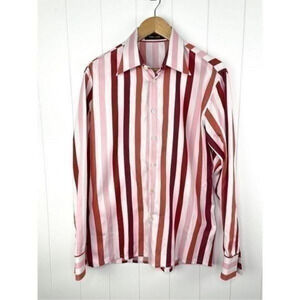 Rykiel Homme Striped Button Down Dress Shirt Valentines Day Red and Pink